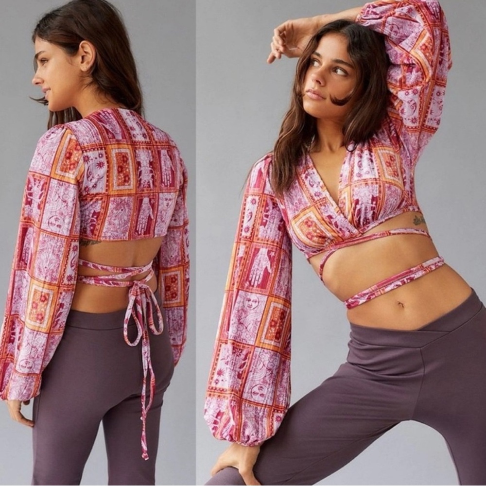 Urban Outfitters NEW Florentina Tarot Print Wrap Top Small Velvet Hippie Boho